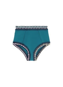 'Flor' crochet trim high waist bikini bottoms - KIINI - Green