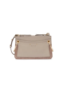 'Roy' suede panel leather crossbody bag - Chloé - Grey