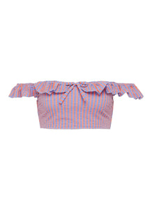 'The Paloma' stripe seersucker off-shoulder bikini top - Solid & Striped - Multi-colour