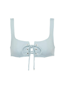 'The Isabella' lace-up front bikini top - Solid & Striped - Blue