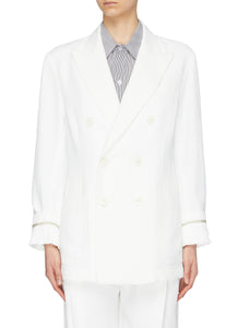 'Riccarda' stripe cuff double breasted twill blazer - BARENA - White