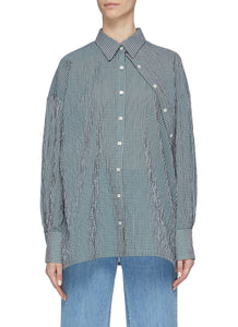 Asymmetric placket gingham check shirt - Dawei - Multi-colour