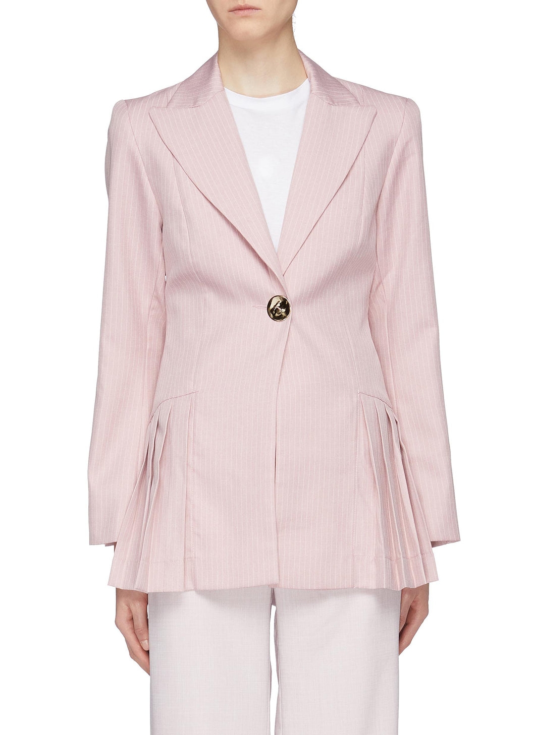 'Suit Yourself' pleated peplum stripe blazer Maggie Marilyn Pink