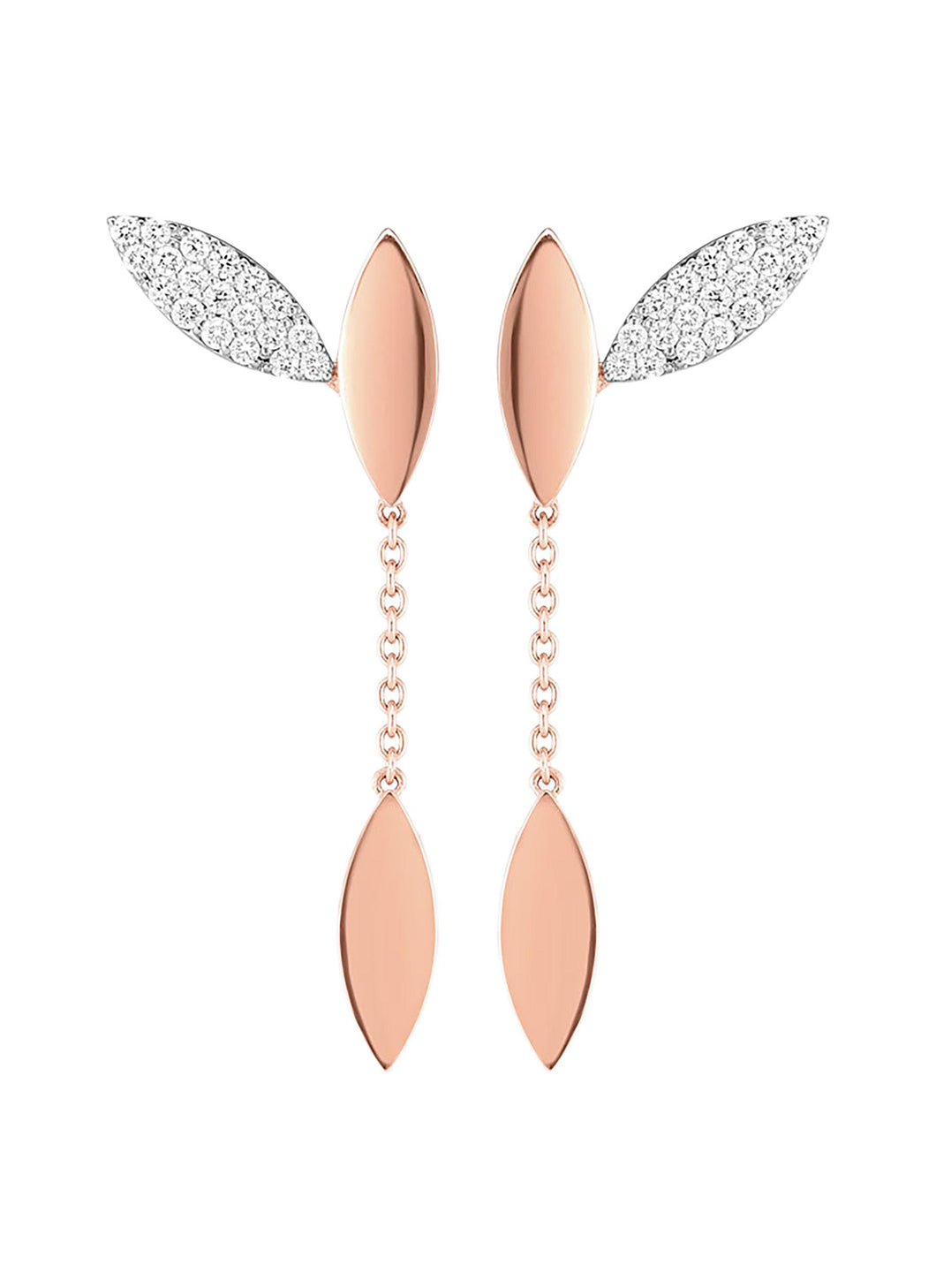 'Petals' diamond 18k rose gold drop earrings - Roberto Coin - Metallic