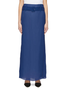 Belted cupro-silk chiffon maxi skirt - Prada - Blue