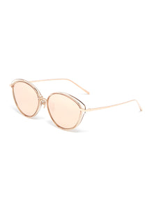 Acetate rim mirror metal round sunglasses - Linda Farrow - Metallic